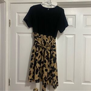 SHEIN Black and Tan Animal Print Mini Dress